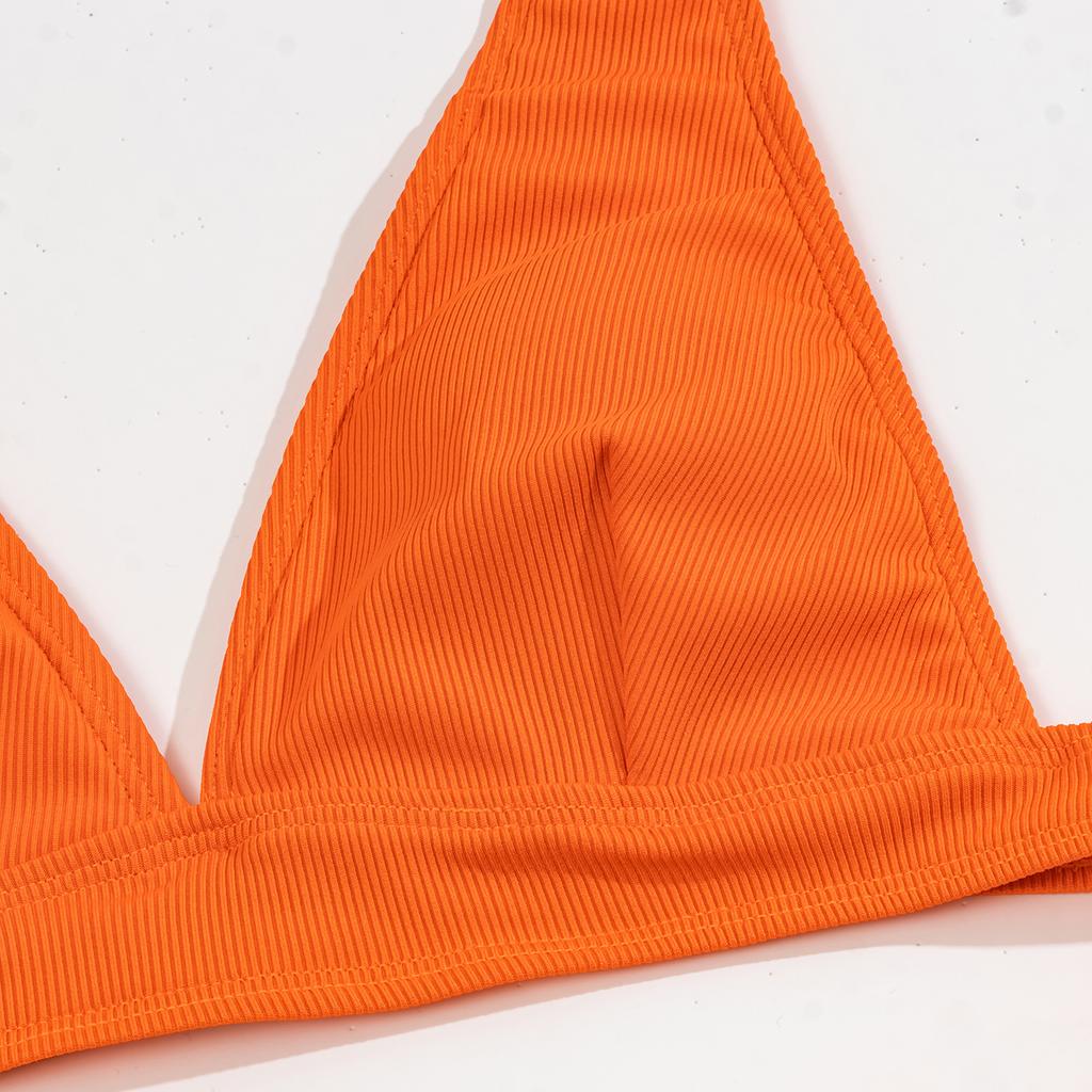Conjunto de Bikini de cintura alta para mujer, traje de baño unicolor Sexy, conjuntos de dos piezas, ropa de playa, traje de baño 2023