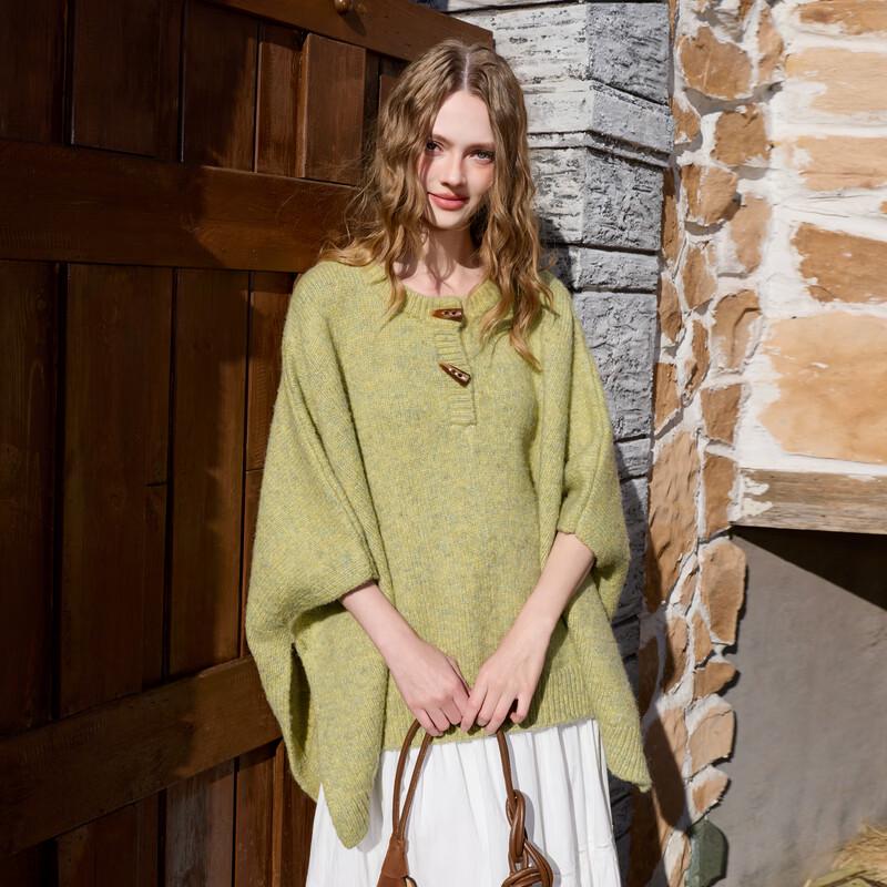 SanCai Women's Retro Knitted Toggle Shawl