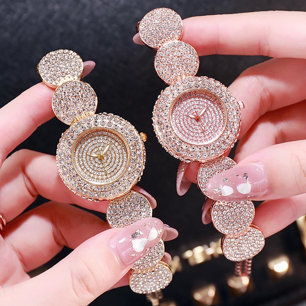 New Fashion Watch Rose Gold Luxury Women Watches Girls Rhinestones Quartz Watch Bracelet Wristwatch Ladies Relogio Feminino Gift