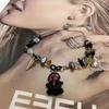 Adjustable Collarbone Chain Colorful Specter Pendant Necklace Stylish Beaded Bracelet Perfect for Fashion Enthusiasts