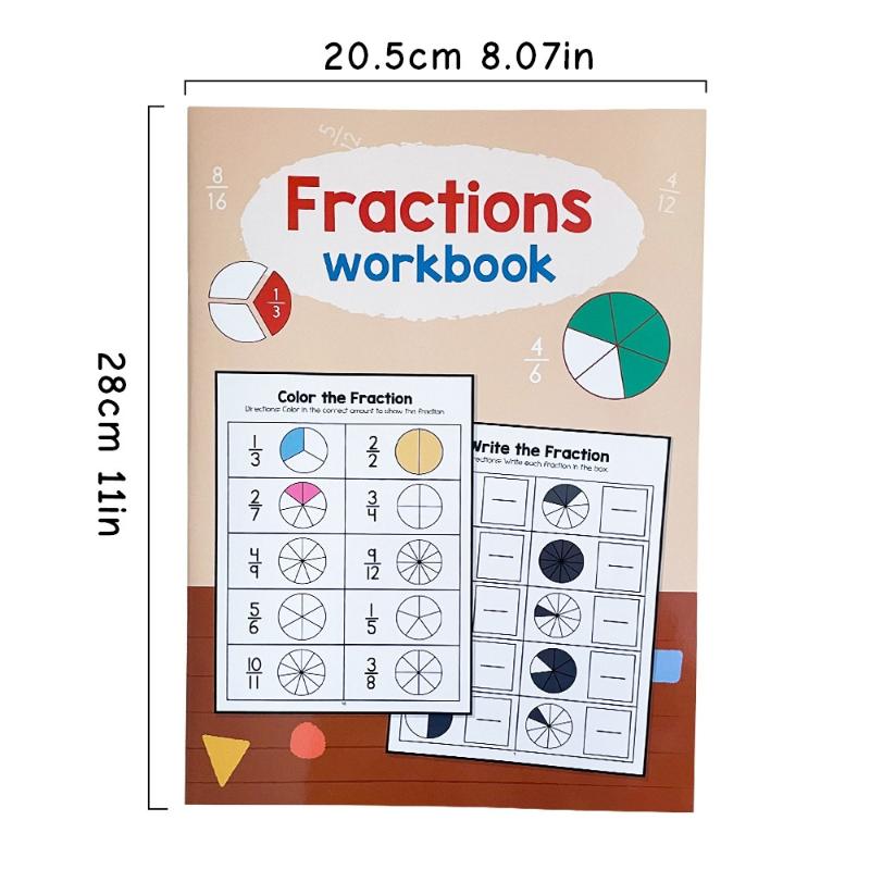 Montessori Fractions Workbook Grade 3-4 Primary Teaching Aids School Math Cognitive Training Test BookArithmetic Learning