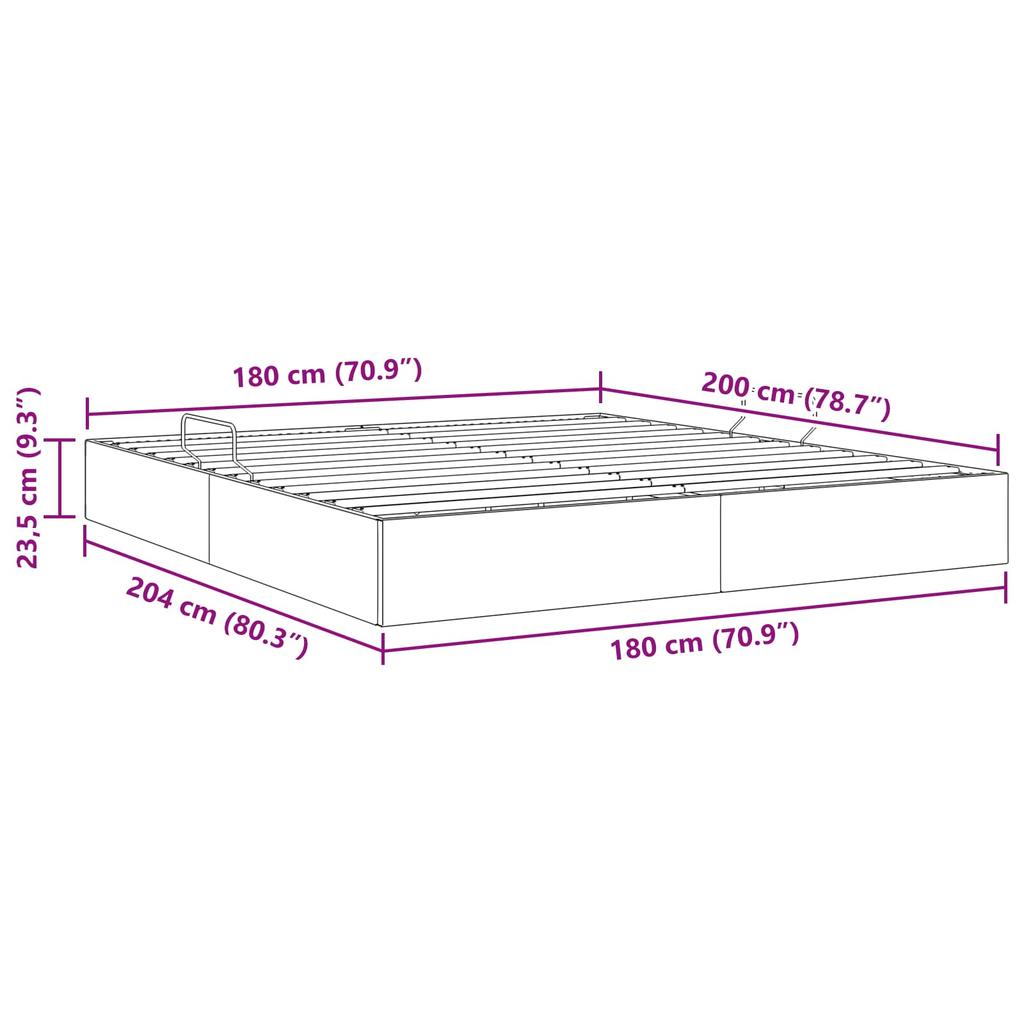 Ottoman Bed Frame with Storage Dark Grey 180 x 200 cm Velvet