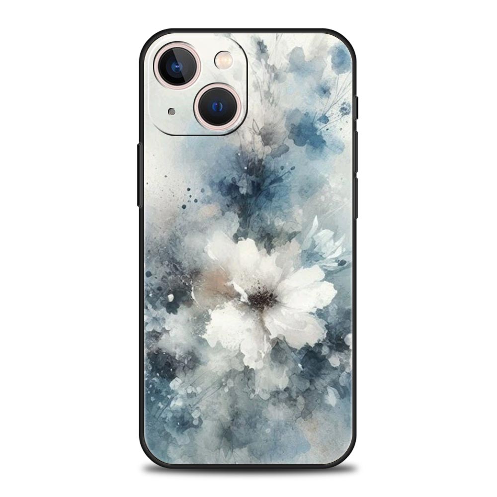 Phone Case For iPhone 17 16e 15 14 13 12 11 Pro Max SE 7 8 Plus Shell iPhone 16 Soft TPU Cover Ink Wash Painting Flower