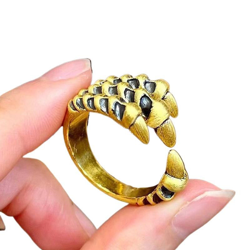 Antique gold crafts retro court style black gold dragon claw ring new in charm men's rings for women banquet jewelry gifts