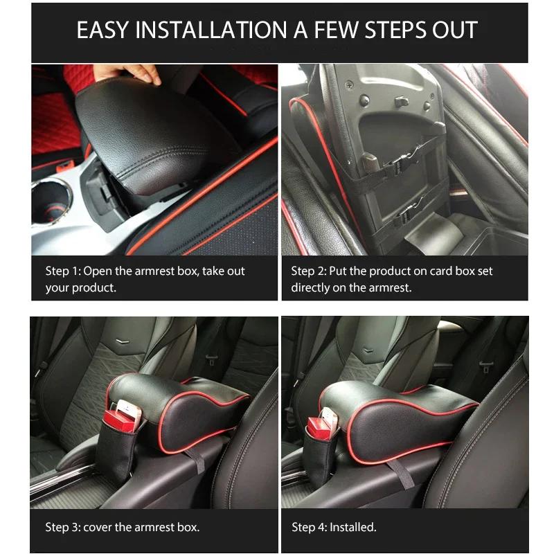 Car Armrest Pad General Motors Interior Center Console Phone Holder Storage Bag, Waterproof PU Memory Sponge Armrest Pillow Pad