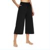 Womens Drawstring Elastic Waist Loose Trousers Summer Casual Wide Leg Capri Pants
