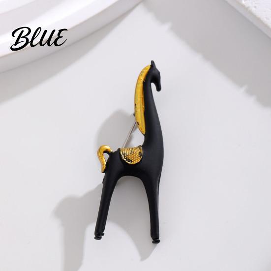 Simple Horse Design Accessory Minimalist Brooch White Black Alloy Lapel