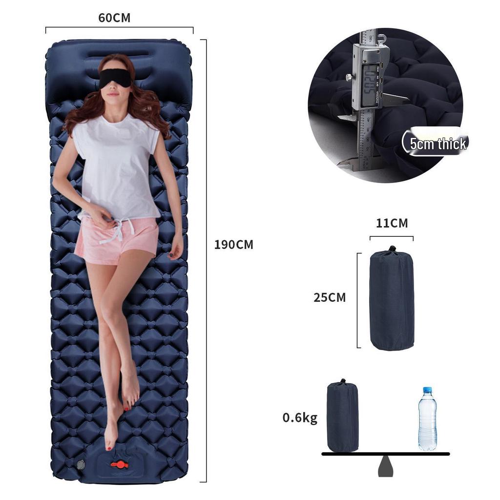 TPU Inflatable Foot-Pumped Camping Pad: Lightweight Outdoor Air Mattress, Moisture-Proof for Mountaineering and Naps