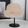 Brimless Fluffy Fur Hat Warm Plush Bucket Hat Fashion Panama Cap  Women