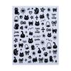 Cute Cat and Dog Cartoon Nail Art Decals - Black & White DIY Adhesive Stickers