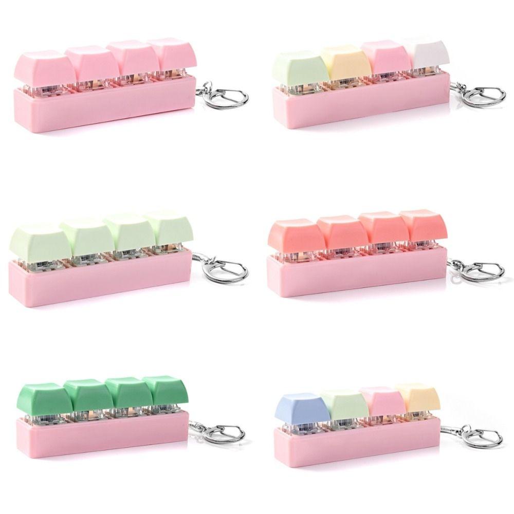 Click Sound Fidget Keyboard Toy 4 Keys Clicker Keychain Relaxing Keycap Keychain Kids