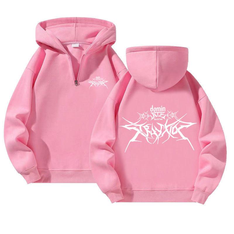 Nová mikina pulovr na zip do čtvrtiny pro muže a ženy, ležérní mikina s kapucí na zip s potiskem Stray Kids Atz