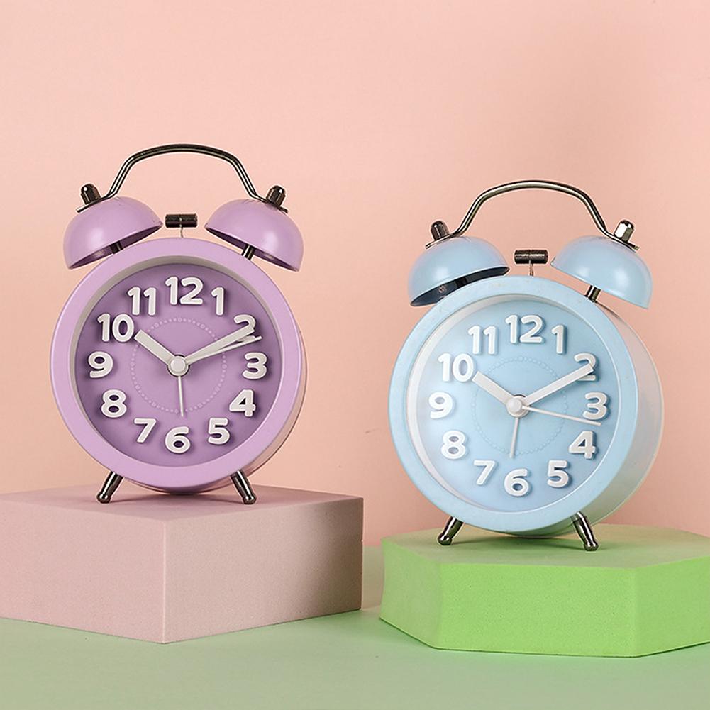 Small Vintage Twin Bell Alarm Clocks Metal Frame Battery Operate Loud Desk Table Alarm Clock for Bedrooms Bedside Home Office