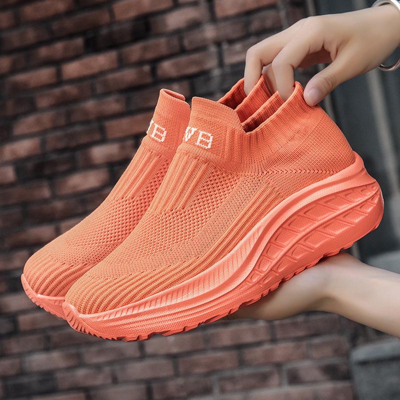 Große Damen Flyknit Atmungsaktive Freizeit Ältere Socken Schuhe