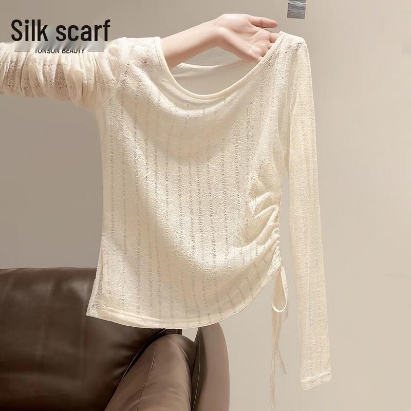 Women s Slim Fit Tie-Neck Long Sleeve Top