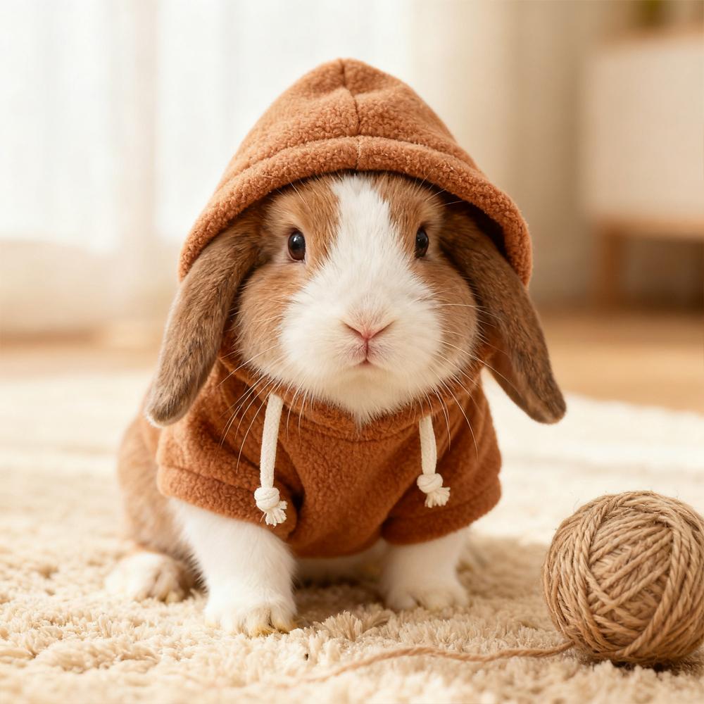 1 Stück Warmer Winter Haustier Pullover mit Kapuze Outdoor Kleidung für Kleine Tiere Kaninchen Kätzchen Baby Kaninchen Meerschweinchen Cosplay Sweatshirt