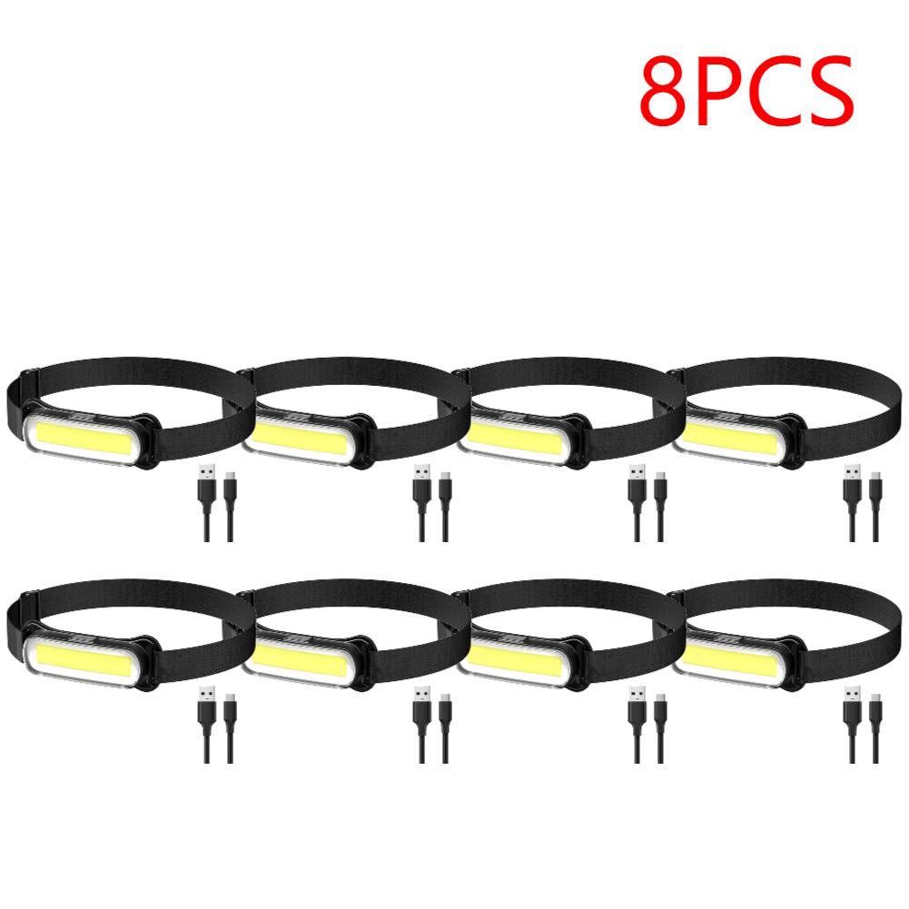 2-10PCS USB LED Headlamp 3 Modes Flashlight Waterproof Head Light Adjustable Headband for Camping Fishing Running Biking