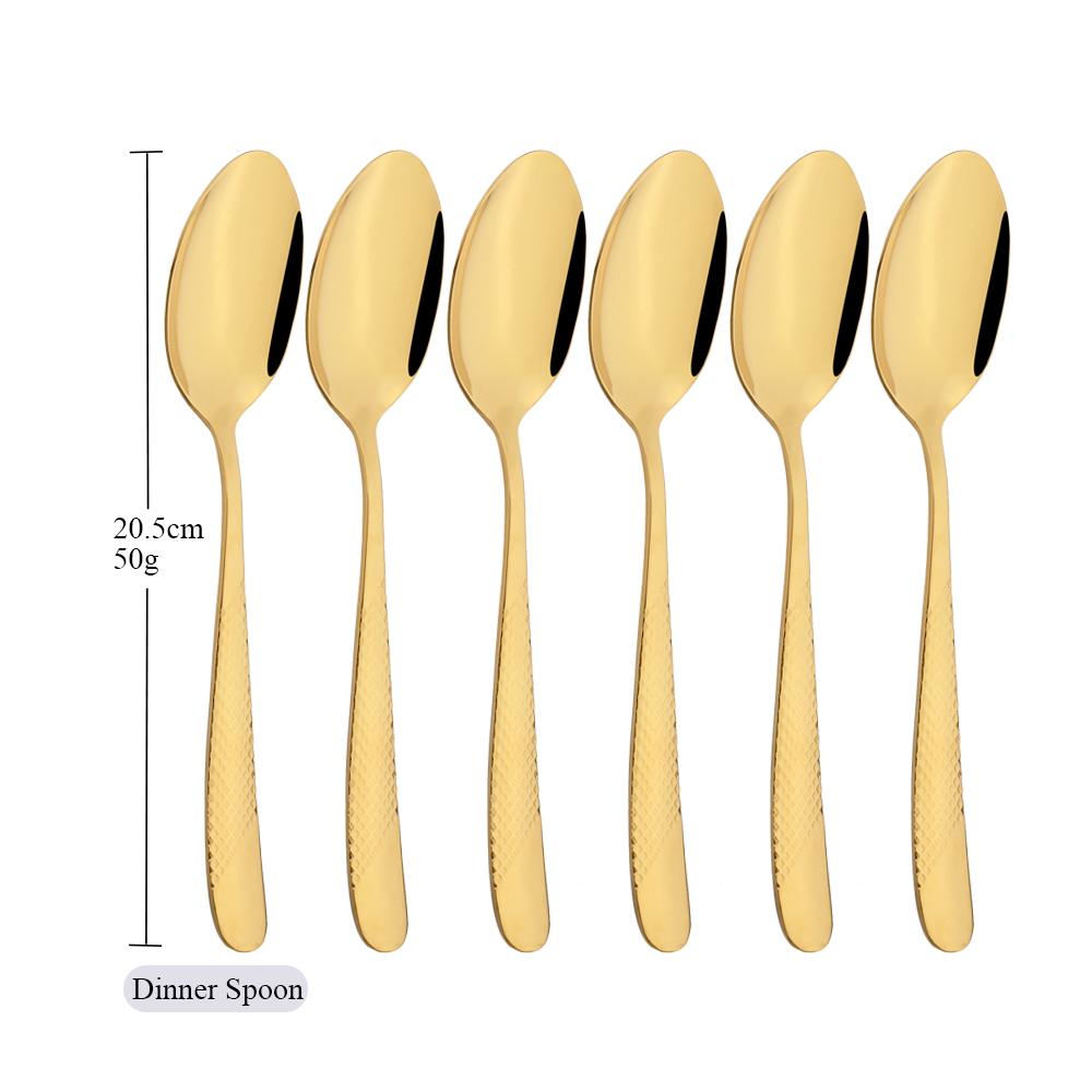 

Jankng Western, 6 шт., набор столовых приборов, столовая посуда из нержавеющей стали, обеденная ложка, набор посуды, серебро с золотыми ложками, набор столового серебра золотой