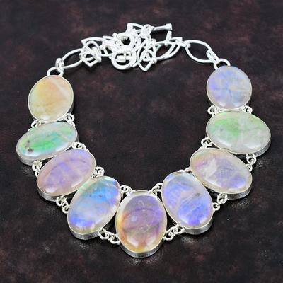 Regenbogen Mystic Opal Halskette 925 Sterling Silber Halskette Verstellbare Kette Halskette Fabelhafter Edelsteinschmuck Hochzeitsgeschenk Handgefertigte Halskette