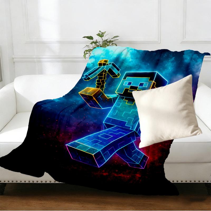 Minecraft Print Blanket - Soft & Comfortable, for Bedroom, Travel, Sofa, Home Decoration - Birthday Christmas Gift for Friend