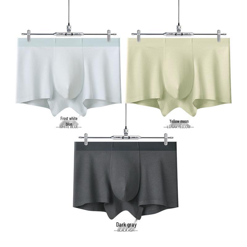 Men's Seamless Mid-Waist Long-Staple Cotton Boxer Briefs - Autumn/Winter Antibacterial 