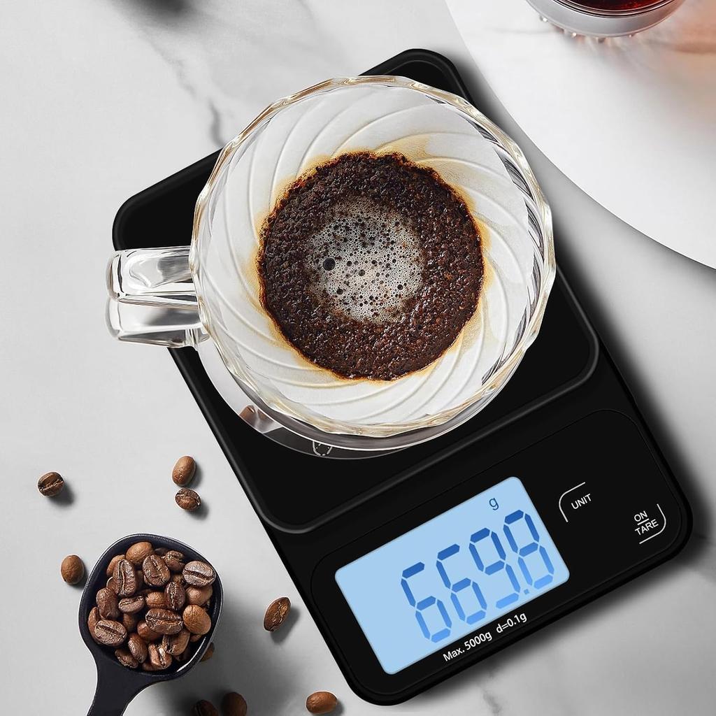 FIRE BULL Kitchen Scale, Digital Scale, Coffee Scale (0.1g To 5.0kg), USB Rechargeable, Multifunctional, Lightweight, Compact, Easy Storage, Digital,