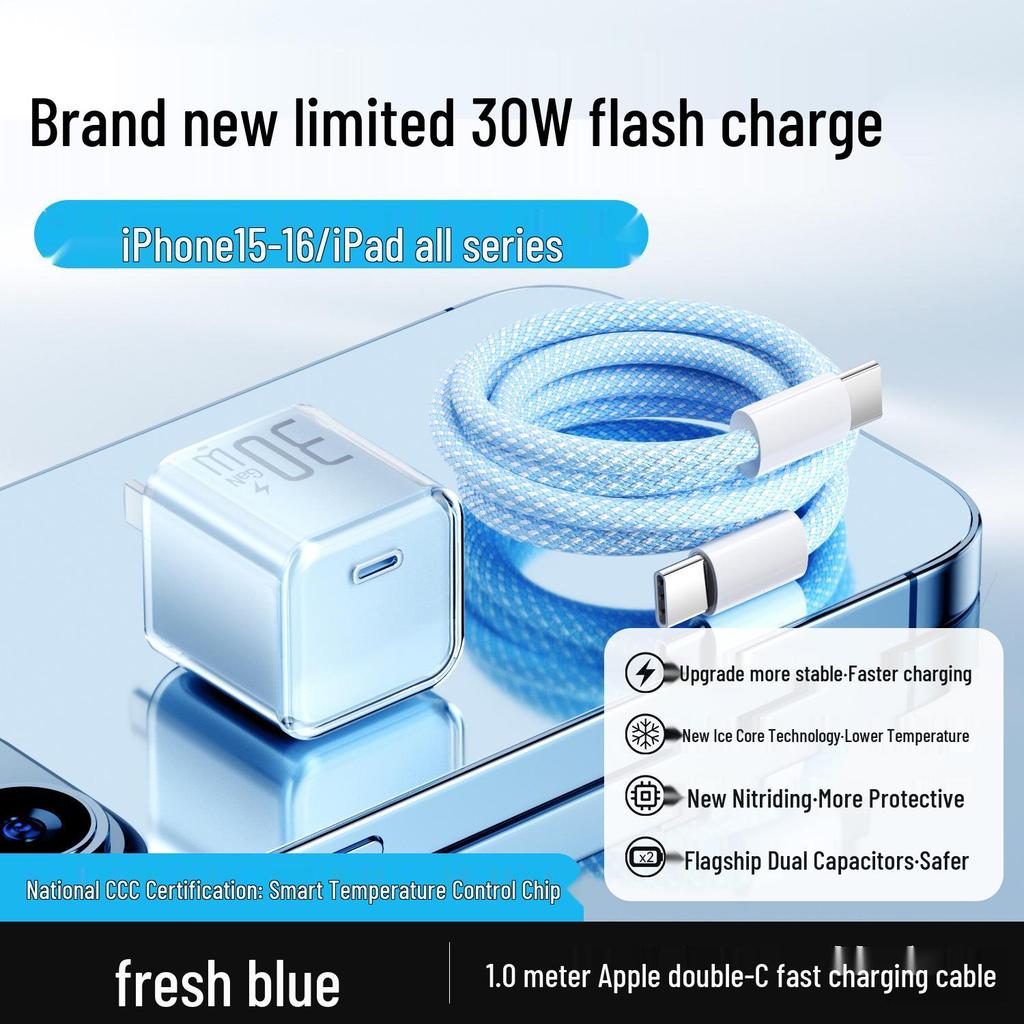 Compatible Gallium Nitride Charger for iPhone 12–15 Pro Max, 16, and 14 Plus PD Fast Charging