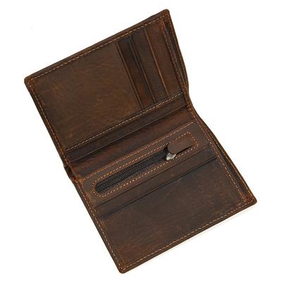 Crazy Horse Leather Men's Wallet Genuine Leather Retro Change Baotou Layer Cowhide Double Fold Wallet Factory Direct Sales Exclusive