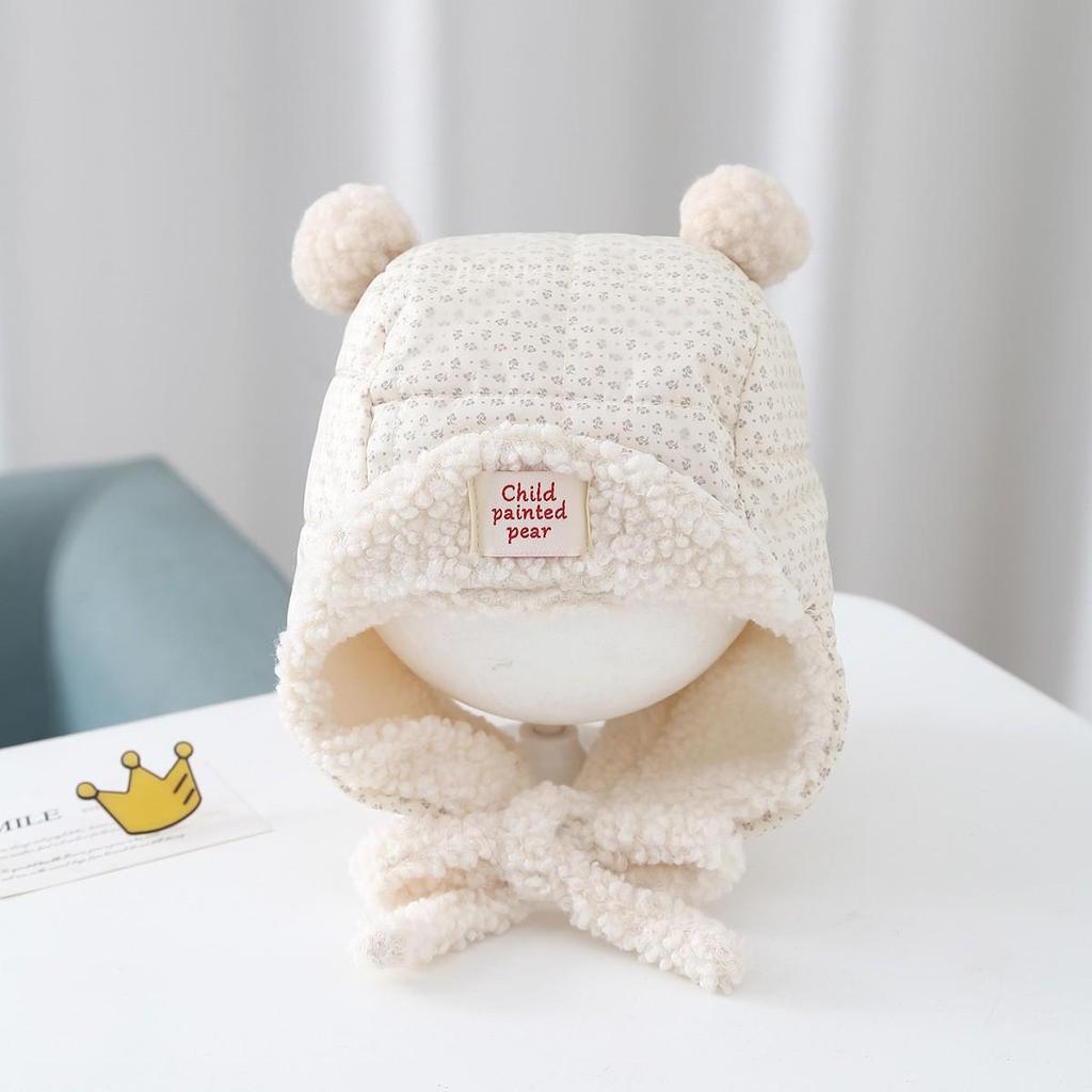 Kwiatowa czapka Lei Feng dla niemowląt: Styl koreański, Pluszowy aksamit, Ochrona uszu zimowa