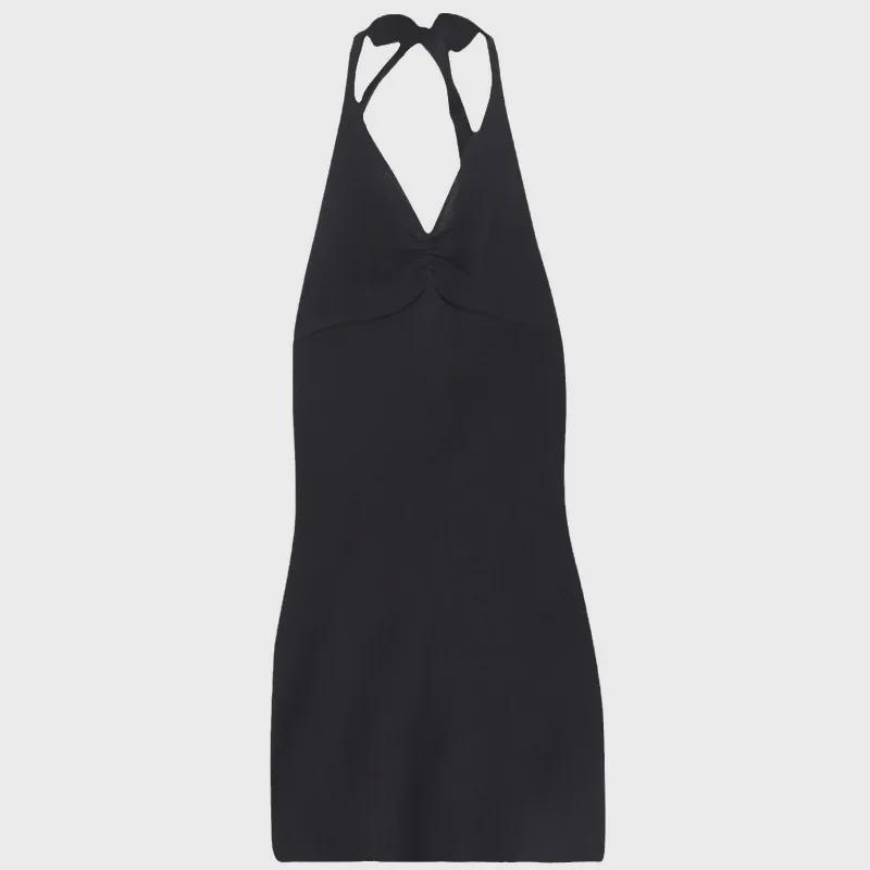 2024 Korejské Zeštíhlující Halterové Malé Černé Šaty - Sexy Jarní/Letní Design