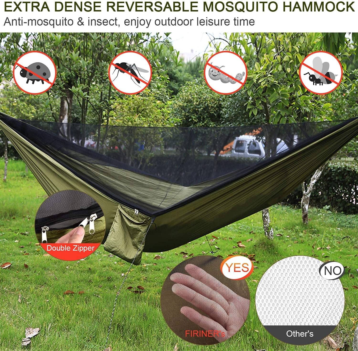

Mosquito Net, Hammock, Outdoor Park Picnic, Mosquito-proof Swing, Green Portable Hammock Children армия зеленый