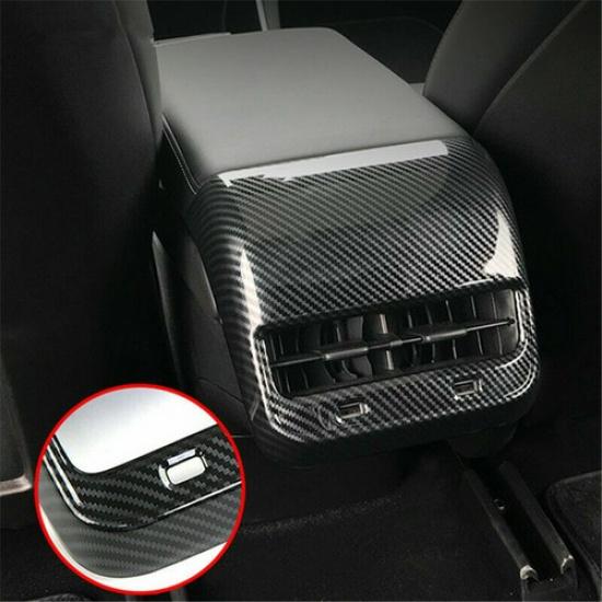 Fit For Tesla Model 3 2018  Carbon Fiber Black Armrest Rear Air Vent Cover