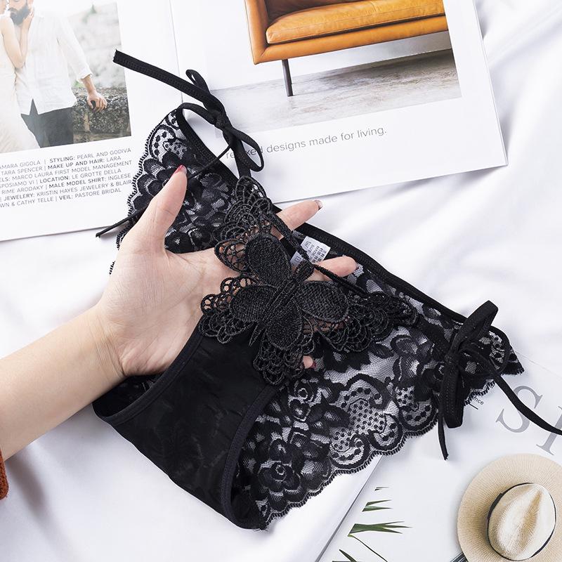 Lace Mesh Women's Low Waist Butterfly & Flower Panties