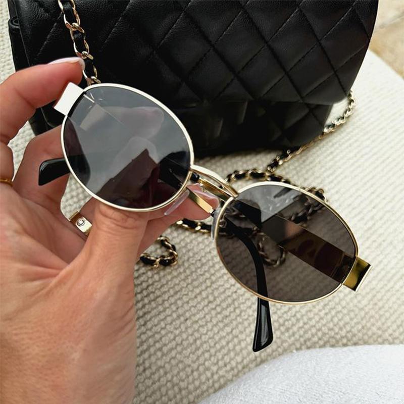 Sexy Small Oval Women Sunglasses Trendy Luxury Metal Frame UV400 Shades Classic Vintage Eyewear for Female