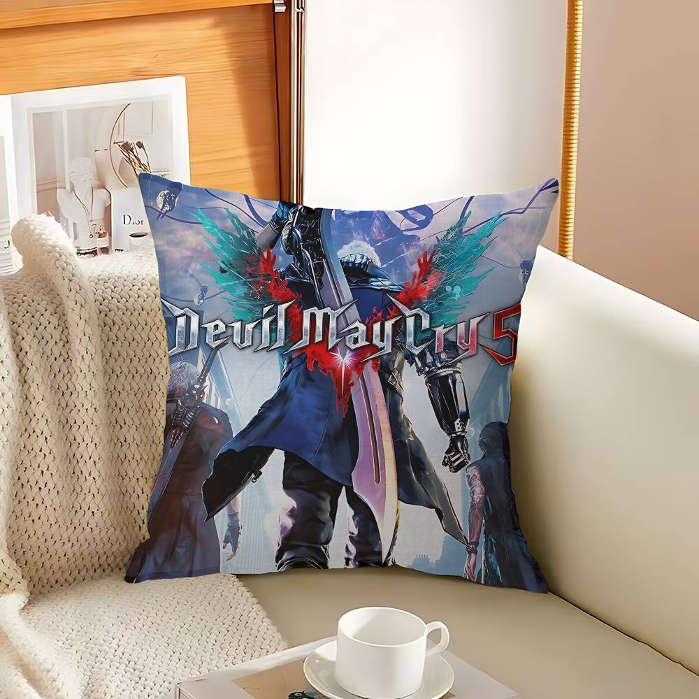 Classic D-Devil M-May C-Cry Action Game Pillow Covers Cartoon Sofa Decorative Home Double-sided Printing Short Plush Cute