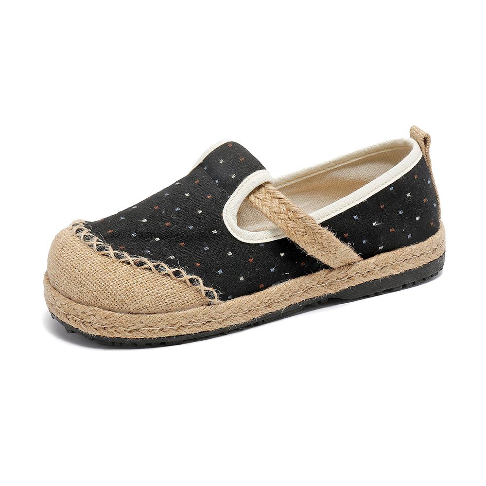 Женские вышитые туфли из ткани Ленивые туфли с одной педалью Дышащие туфли в этническом стиле с круглым носком Низкие туфли из ткани 35 чёрный 2136₽