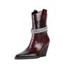 Fashion Kaky's New Pointed Stone Water Diamond Thick High Heel Large Women's Boots Short Boots Western Boots