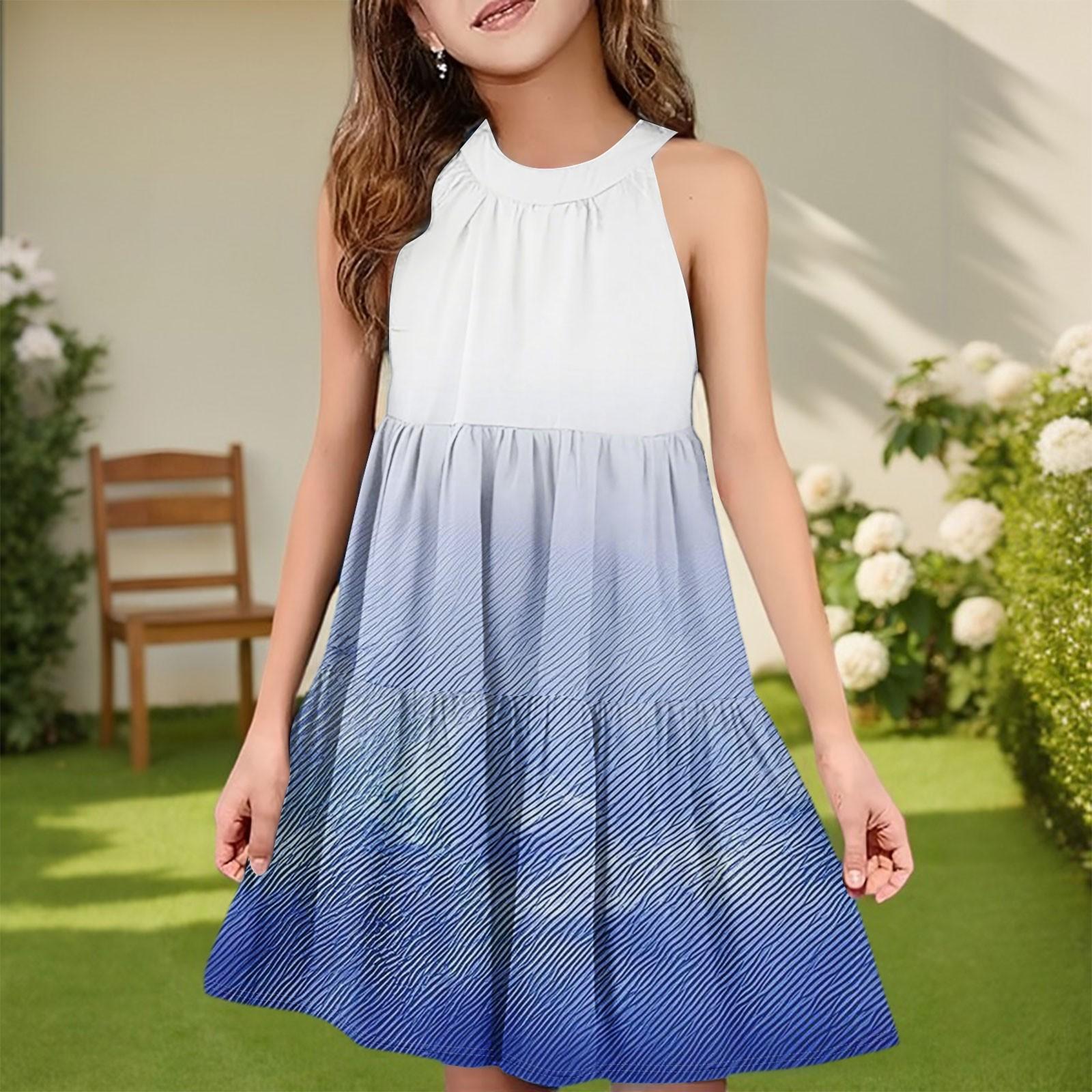 Children s Summer Casual Fashion Round Neck Sleeveless  Dress 130