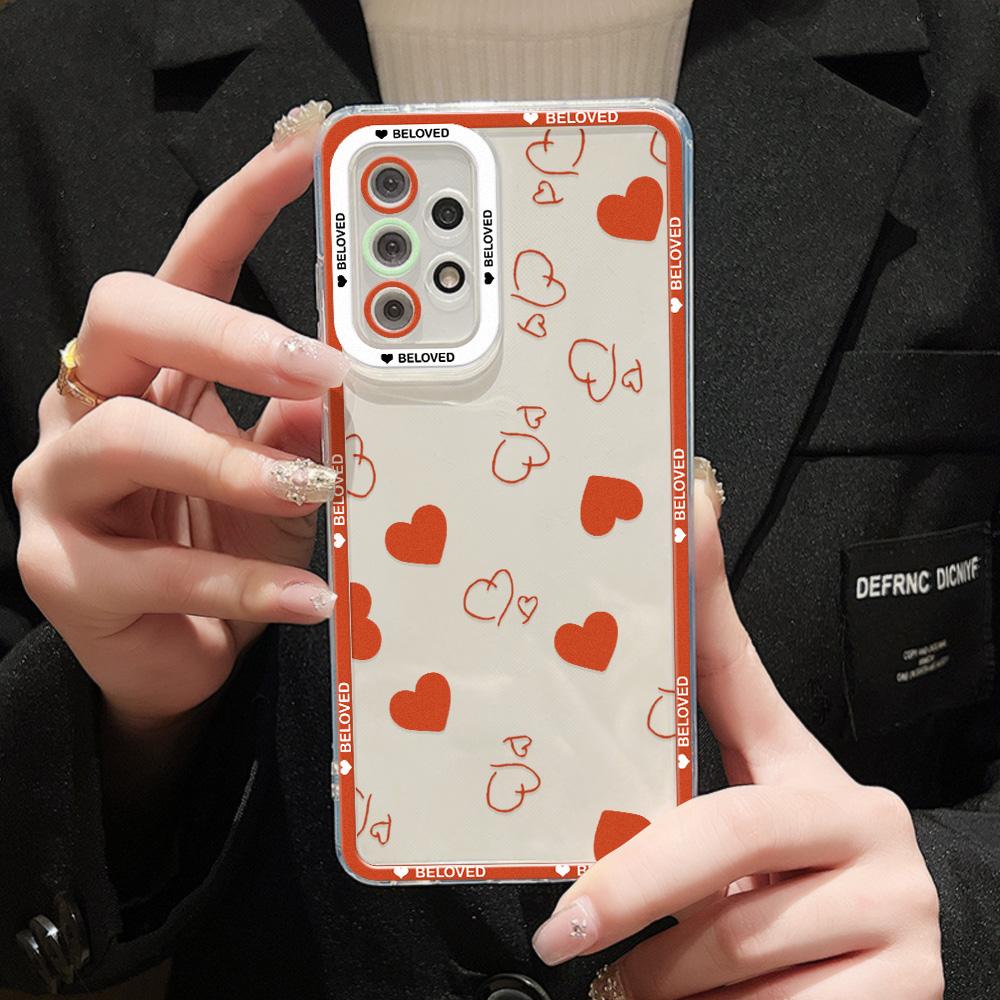 Case For Samsung Galaxy S24 Ultra Funda A54 5G A53 A52 A35 A34 A33 A32 A14 A13 S23 Plus S22 S21 S20 FE Love Heart Soft Cover