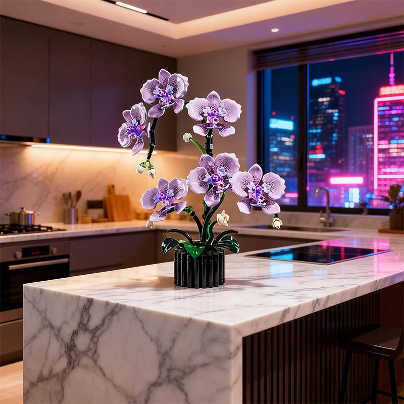 619Pcs Orchid Flower Bouquet Vase Model Bricks Set  New Idea Home Decoration Holiday Gifts Building Blocks Ornament