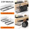 Pots and Pans Organizer Rack for under Cabinet Expandable 11.81''-22.85'' Pot Lid Kitchen Cabinet Organizer Holder with 10 Adju