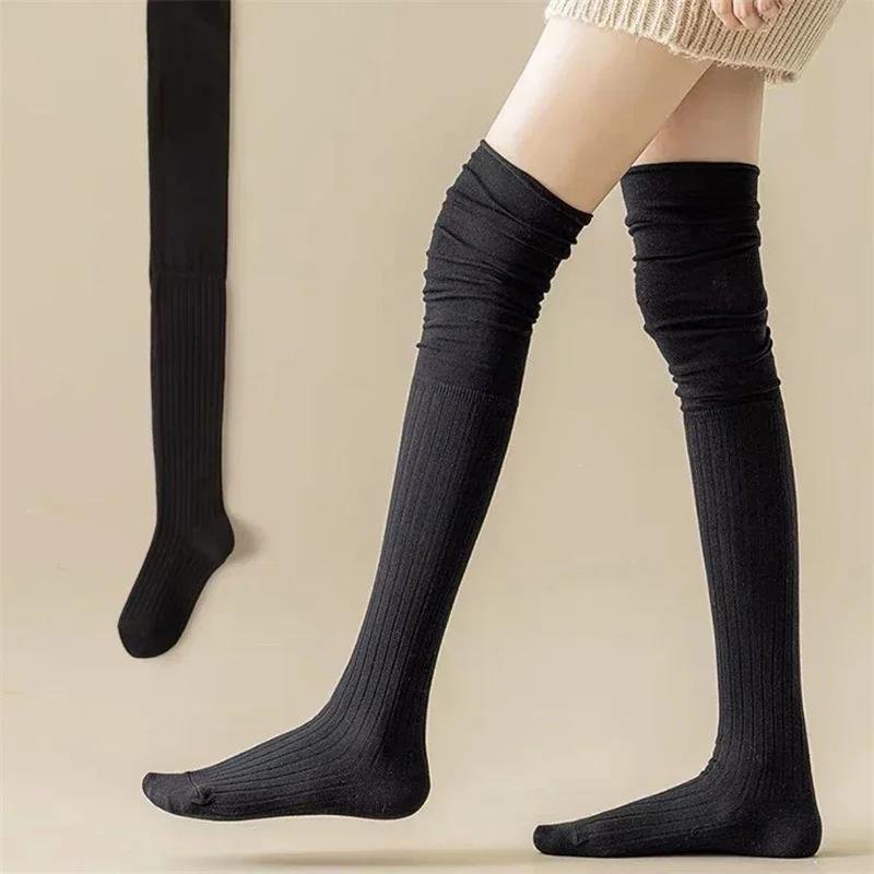 Women'S High Solid Colour Patchwork Socks High Elasticity Stockings Knee High Socks Thin Long Stacked Socks