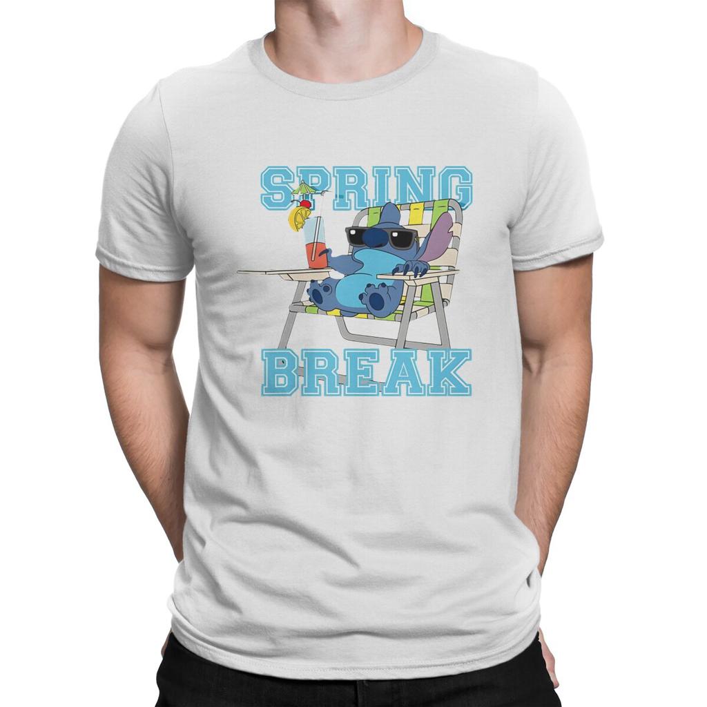 Spring Break Hip Hop TShirt Disney Lilo & Stitch Film Casual T Shirt Summer Stuff For Adult