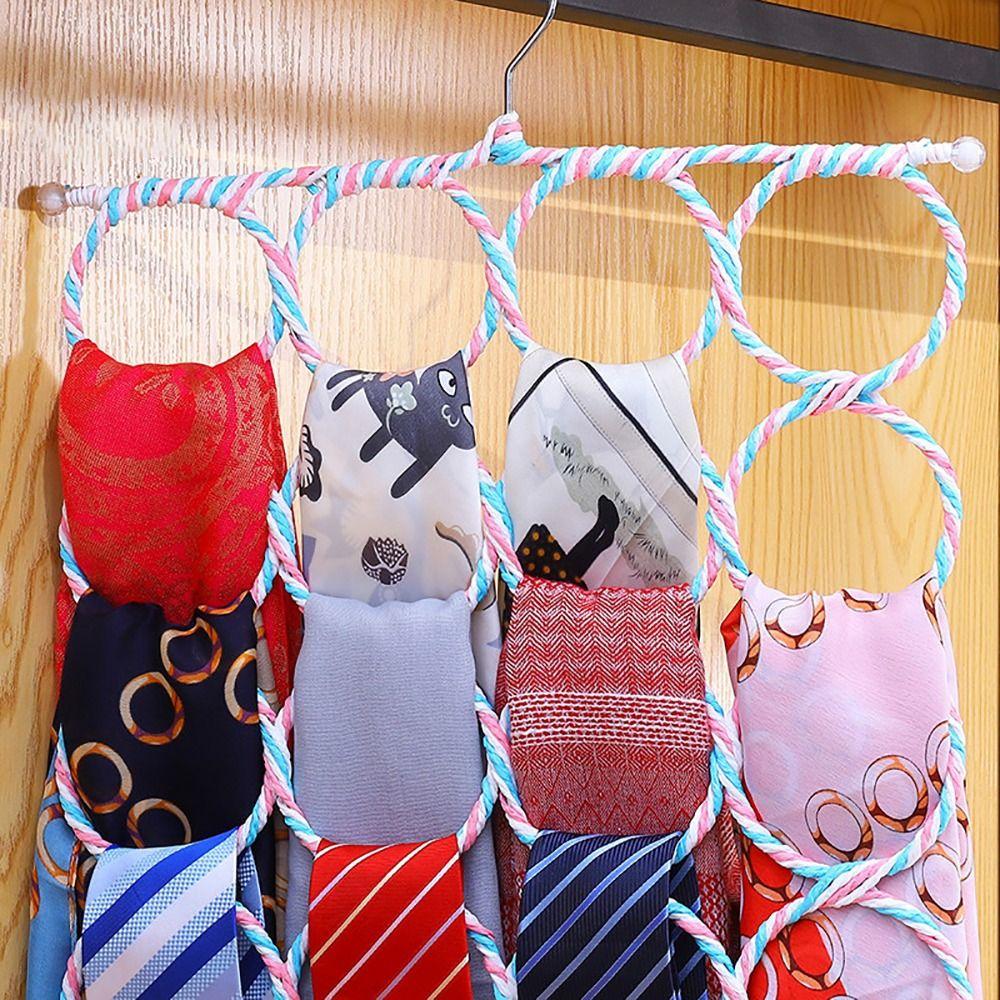 1Pcs Rattan Weave Scarf Hanger Foldable Tie Belt Hook Organizer  Wardrobe Storage Holder