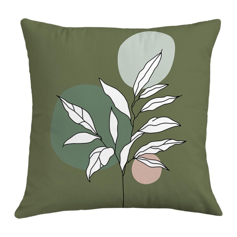 Geometric Nordic-Style Green Throw Pillow Cover for Artistic Living Room Decor