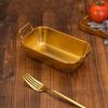 With Handle Korean Stainless Steel Plate Square Flat Dish Basket Snack Plate  Restaurant