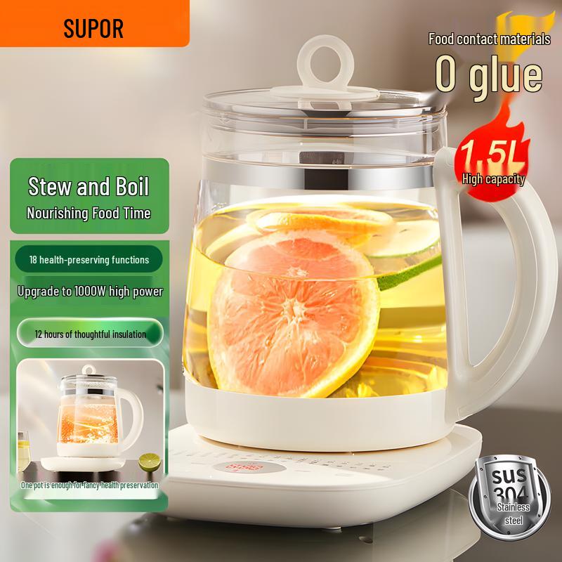 SUPOR 1.5L Inteligentny Szklany Czajnik Wellness