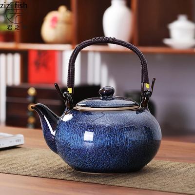 Large Capacity Ceramic Teapot Lifting Beam Pot Tea Kettle Filter Pot Tea Infuser Home Creative Brewing Utensils Single Pots