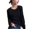 Plus Size Velvet Korean Style Long Sleeve Slimming Top for Women - Autumn/Winter Loose Mesh Patchwork Warm Top