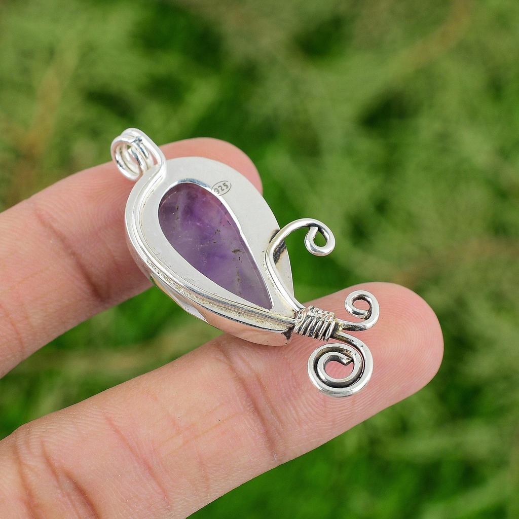 Daughters Day Sale Sterling Silver Natural African Amethyst Sister Boho Pendant